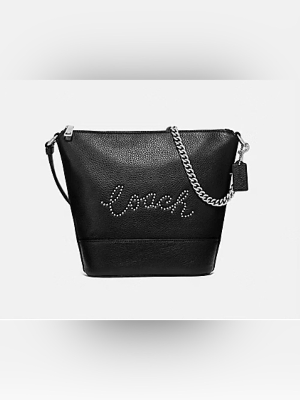 NWT COACH Paxton Duffle Crossbody w/ Studded COACH Script Black Pebbled Leather